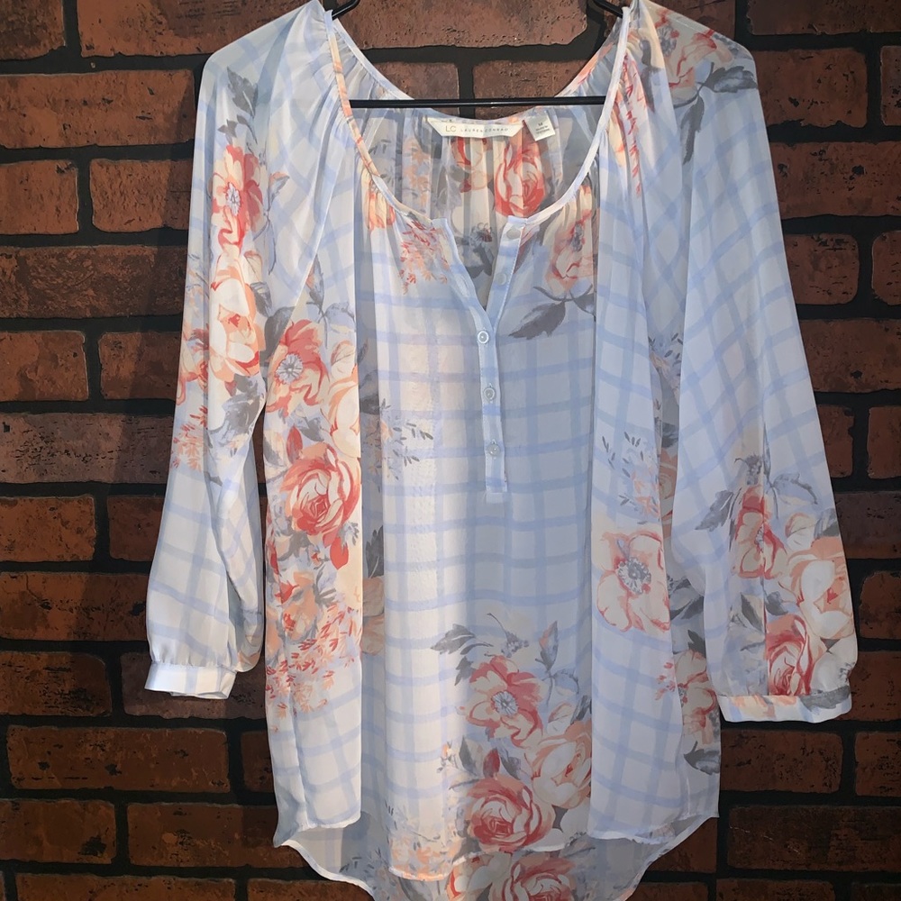 Lauren Conrad sheer floral blouse